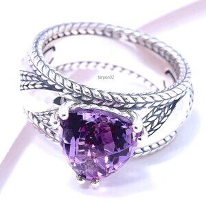 John Hardy JAI Trillion Amethyst 2.60ct. Sukhothai Sterling Silver Ring - 6 NIB